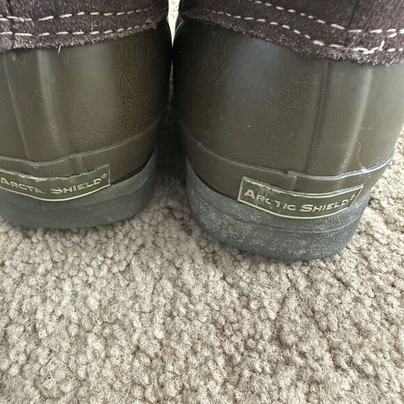 Women’s Boots Rain Winter Snow Mid-Calf Green Duck Boot Faux Fur Lace Up Size 9 - Picture 5 of 6